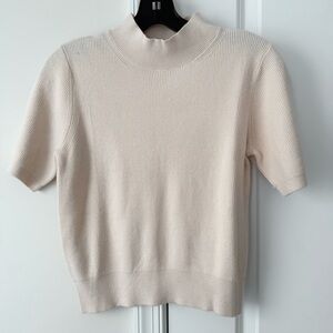 NWOT Mango Beige Ribbed Mock Turtleneck Knit Top